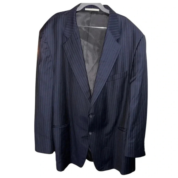 Burberry Blue Pinstripe Wool Blazer Suit Jacket Size 54 Regular - Picture 3 of 10